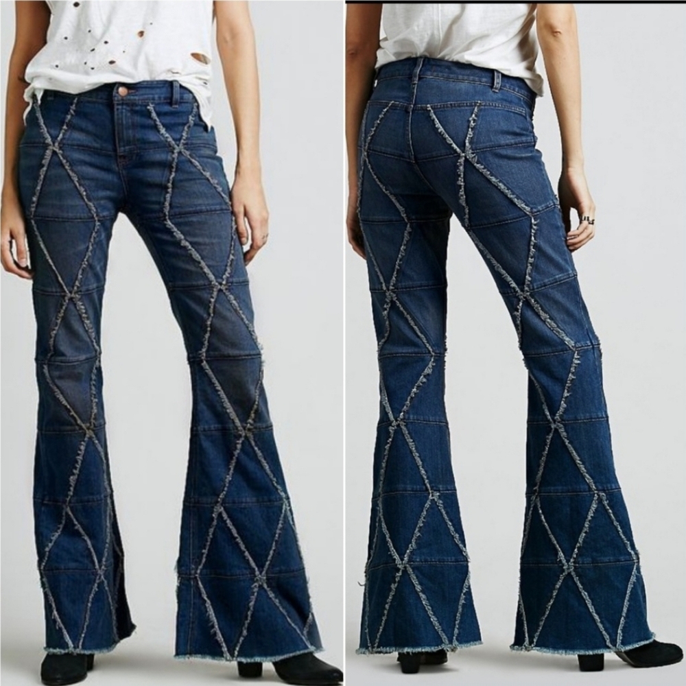 Rare Free People Tyler pieced flare jeans
